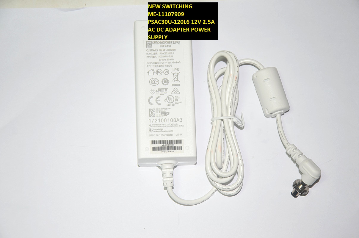 NEW SWITCHING 12V 2.5A ME-11107909 AC DC ADAPTER for PSAC30U-120L6 POWER SUPPLY